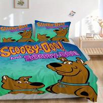 3pcs Scooby Doo Scrappy Doo Bedding Set, Including 1 Quilt Cover and 2 Pillow Shams, Without Filling, Soft and Comfortable Home Bedroom Fabric, Fashio 135x200cm
