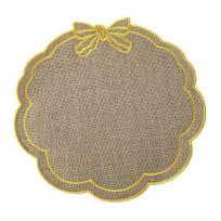 Placemat with Petal Shape And Bow Embroidery Table Mat Round Heat Insulation Non-Slip Oil Resistant Placemat for Dining Room smėlis