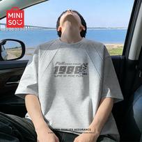MINISO Men's Deconstructed Mamba Cotton T-Shirt XL viržių pilka spalva