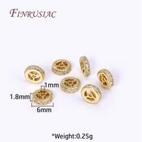 2 Sizes 18K Gold Plated Brass With Zircon Wheel Shape Beads Round Spacer Beads Bracelets Beads For Handmade Beads Jewellery 3 pcs