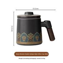 ZARVYRELAXED Ceramic Tea Cup with Infuser, Tea Separator Mug for Home And Office Use, Vintage-Style Water Cup with Lid And Filter