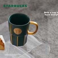 Starbucks Dark Green Goddess Signature Mug, 390ml Office Water Cup, Coffee Mug, Ceramic Cup
