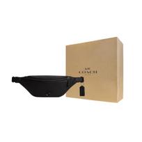 COACH Charter Polished Pebbled Leather Fanny Pack Large Mens Black Gift Box Set (Basic Set + Yellow Gift Box) juoda