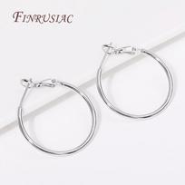Trendy Women's Hoop Earrings 14K Gold Plated Flattened Hoop Earring Female 925 Silver Needles Earrings Jewelry Accessories 30mm