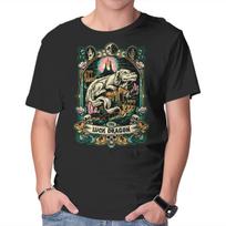 Unisex Crew Neck T-Shirt The Luck Dragon Graphic Short Sleeve Casual Tee XXL