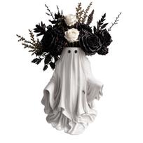 Halloween Ghost Face Resin Sculpture Planter Decorative Ornament for Indoor Outdoor Use Unique Halloween Home Garden Decor One Size balta