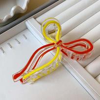 Hollow Bowknot Hair Claw Grab Clip Bow Shark Clip Sweet Bow Claw Clip  Daily oranžinė/geltona