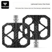 TOSUOD Three-Bearing Pedal for MTB and Road Bikes Carbon Fiber and T700 Titanium Axle Aluminum Alloy Body for Outdoor Cycling Bearing