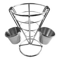 Decorative Metal Wire Snacks Tray French Fry Holder Cone Basket with Sauce Cup Set For Restaurants And Home Kitchens 1