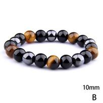 Bracelet - B - Œil de tigre - Hématite - Obsidienne noire - Triple Protection