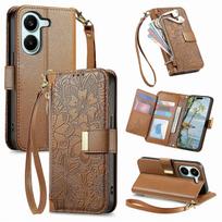 for Xiaomi POCO X8 Pro Flowers Wallet Case with Card Holder and Zipper Pocket PU Leather Flip Folio Cover with Kickstand Wrist Strap juoda