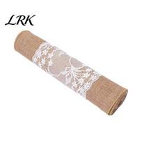 Elegant Lace Trim Runner Burlap Table Runner, Rustic Natural Jute Farmhouse Wear Resistant Hessian Tablecloths for Vintage Country Wedding Birthday 30x180cm Fresh linen