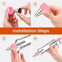A25F-50 Disposable Piping Bags& 10 Food Grade Stainless Steel Piping Tips Dessert Set Cake Decorating Kit Pink