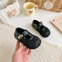 Girls' Non-Slip Mesh Mary Jane Sandals - Soft Sole, Velcro, Closed-Toe, Ages 3-12 Size 21-25, Box of 50 juoda