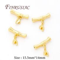 18K Real Gold Plated Tube Spacer Beads For Jewelry,Separators For Bracelets,Bamboo Charms Connectors For Necklace DIY Findings 2 Pieces
