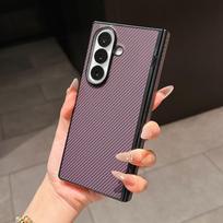 case for Samsung Z FOLD 7 6 5 4 fiber pattern protective case full coverage plain Shock Proof Anti-Fingerprint Anti-Scratch Galaxy Z Fold7 violetinė