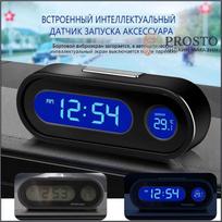 Automobilio laikrodis 2-in-1 su LED naktiniu apšvietimu - Elektroninis laikrodis transporto priemonės prietaisų skydeliui, centrinei konsolėi One Size juoda