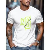 European Size Men'S T-Shirt, Easy And Clean, Easygoing And Casual, Featuring a NO PAIN NO GAIN Graphic, Perfect for Summer with a Short Round Neck, S balta