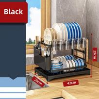 2-tier Kitchen Drain Rack Dish Storage Rack Kitchen Dish Drying Rack with Drain Tray Countertop Tableware Storage Drain Board