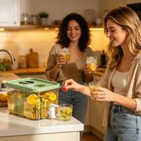 Drink Dispenser for Fridge 2.8L Water Container with Spigot Drink Dispenser Fridge for Pantry Party Countertop Home Kitchen CN