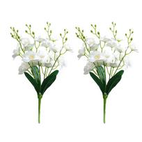 Set of 2 Faux Phalaenopsis Orchid Flowers for Home and Office Decoration Perfect as Photography Props and Table Centerpieces balta