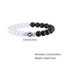Vnox Evil Eye Bracelet, Black Onyx & Imitation Pearl Beaded Stretch Bracelet, Lucky Turkish Eye Protection Unisex Jewelry Gift