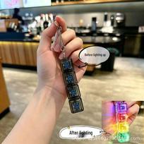 World Cup Light-Up 4-Key Mechanical Keyboard Keychain with Cross Key Unzip Toy Design Rainbow Flashing, Customizable Key Colors