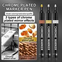 3mm Chrome Mirror Marking Pen DIY Reflective Paint Pen Permanent Gold and Silver Marking Pen Model Drawing auksas