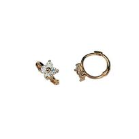 E598-S925 Sterling Silver Gold-plated Mini Hoop Earrings Zircon Stylish Simple Earrings Trendy Factory