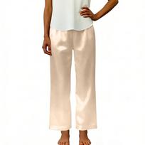 Women's Fashionable Color Elastic Waist Pocket Loose Straight Leg Casual Pants L smėlis