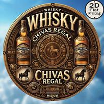 pc D Flat Printing Chivas Regal Whisky Vintage x Round Metal Wall Tin Sign Metal Wall Art Decoration Distinguished 20x20cm(8x8inch)