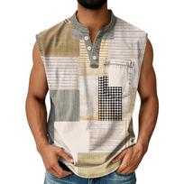 Men's Casual Button Pocket Sleeveless Vest L smėlis