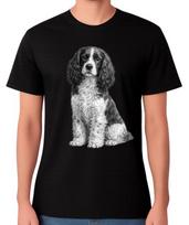 Cocker Spaniel Dog T-Shirt Black White Spaniel Pet Lover Unisex Tee L