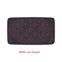 Universal Padding Protective Leather Console Box Mat Car Armrest Pad Arm Rest Cover Cushion Case Black-red thread