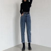 Moteriški džinsai aukštu juosmeniu Boyfriend Moteriški Harem Kelnės Džinsiniai Street Style Dengti Ilgi Džinsai High Street plius dydžio moteriški džinsai S mėlyna