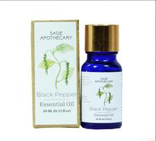 Juodųjų pipirų eterinis aliejus (10 ml), Juodųjų pipirų eterinis aliejus, Sage Apothecary