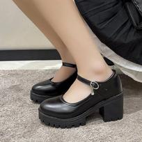 Moteriški aukštakulniai Mary Janes Platform Lolita Shoes on Heels Pumps Moteriški japoniško stiliaus vintažiniai mergaičių aukštakulniai batai moterims 35 black