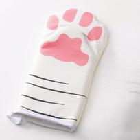 1Pc Cartoon Cat Paw Oven Mitt with Lanyard Long Cotton Insulation Anti-scald Non-Slip Baking Glove Microwave Home Kitchen Gadget