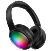 B2 Bevielės Bluetooth ausinės su ANC mikrofonu, vaivorykštės RGB šviesų efektu, lengvos, sulankstomos, ant ausų dengiančios ausinės su muzikos ir žaidimų režimu 19.6*16.7*8cm juoda