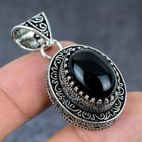 Black Onyx Handmade 925 Sterling Silver Jewelry Pendant 1.77  q5n67