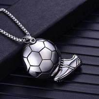 Naujas futbolo pakabukas ant kaklo Madingas Retro Titano Lydinio Vyriškas Daiktas Pakabukas 50CM(Necklace Size) sidabras