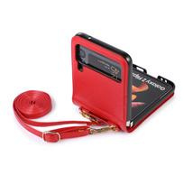 New Model Is Suitable for Samsung Z Flip6 Mobile Phone Case Folding Flip5 Crossbody Mobile Phone Leather Case Card Protection Case Galaxy Z Flip 3