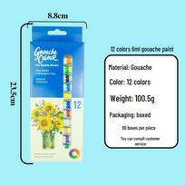 12-Color Acrylic Gouache Watercolor Paint Set (6ml Tubes) for Kids