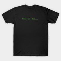 Men Black Print T-shirt The Matrix - Wake Up Neo No-Cut Heat Transfer Print Cotton Tshirt M juoda