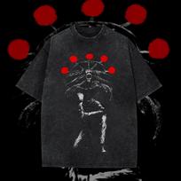 Mahoraga T Shirt Jujutsu Kaisen Men Women Vintage Acid Wash Oversized Cotton Eight-Handled Sword Shikigami Anime Graphic Tees M black