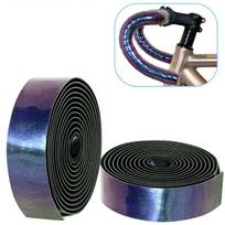Bicycle Handlebar Tape Chameleon Color Change PU+EVA Cushioned Non-Slip 3-Color Mirror Finish Durable Secure Fit for Road Bike mėlyna