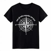 Not All Who Wander Are Lost Compass Cotton T-Shirt for Men&Women,Travel-Inspired 2XL