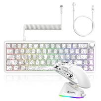 ATTACK SHARK X65PRO HE Magnetinis Jungiklis Žaidimų Klaviatūra X11 Bevielės Pelės Rinkinys Gaidukai 8000Hz Laidinis Režimas Įkrovimo Stotelė Įtraukta Jungtis 63g PBT balta