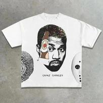 Mens Kanye West Game Changer Graphic T Shirt Y2K Rap Streetwear Tee S-4XL M
