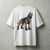 Tactical Pitbull Streetwear T-Shirt PNG | Cyberpunk Dog Illustration | Futuristic Animal Graphic | POD Sublimation DTG File M